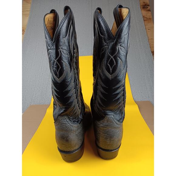 Vintage Tony Lama Western Boots Men 8.5 D Gray/Black Shrunken Bull Shoulder 6252 main image 6
